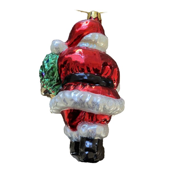 Brass Key Designs Santa Claus Blown Glass Christmas Tree Ornament Wreath - Picture 6 of 7